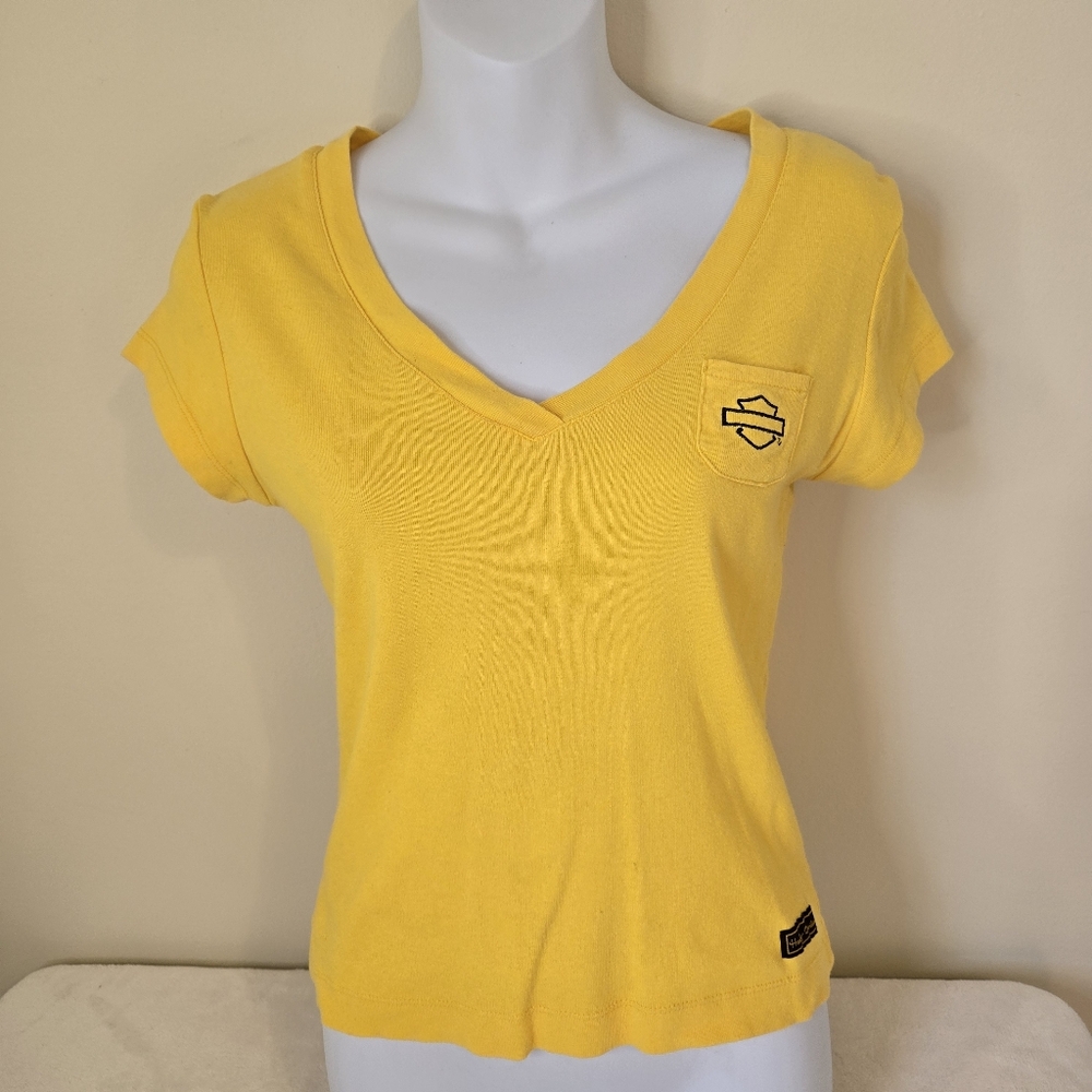Harley-Davidson Yellow V-Neck Short Sleeve Tee